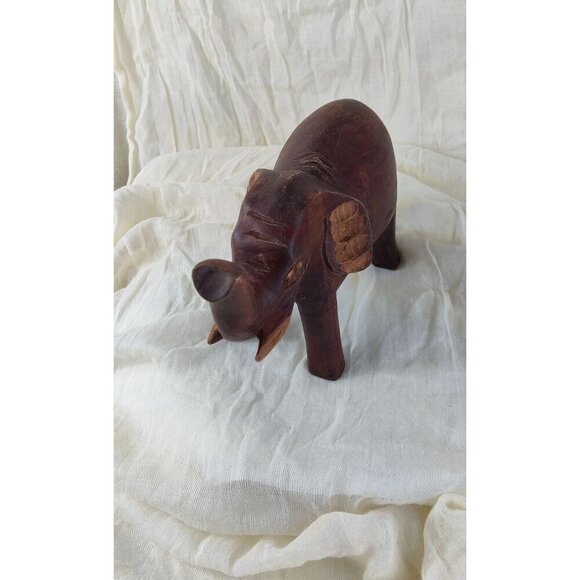 Hand Carved Wood Elephant Folk Art Figurine Decor African Vintage - Picture 5 of 8